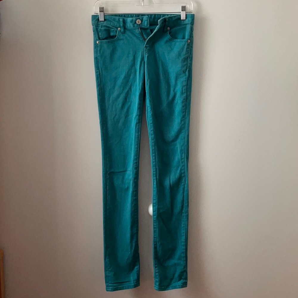 Turquoise skinny jeans